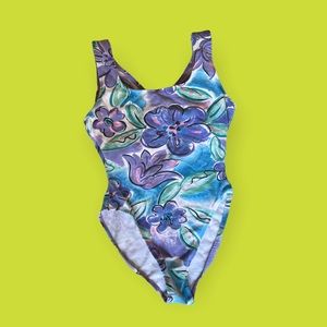 Vintage Body Force High Cut One Piece Floral Swimsuit | Size M